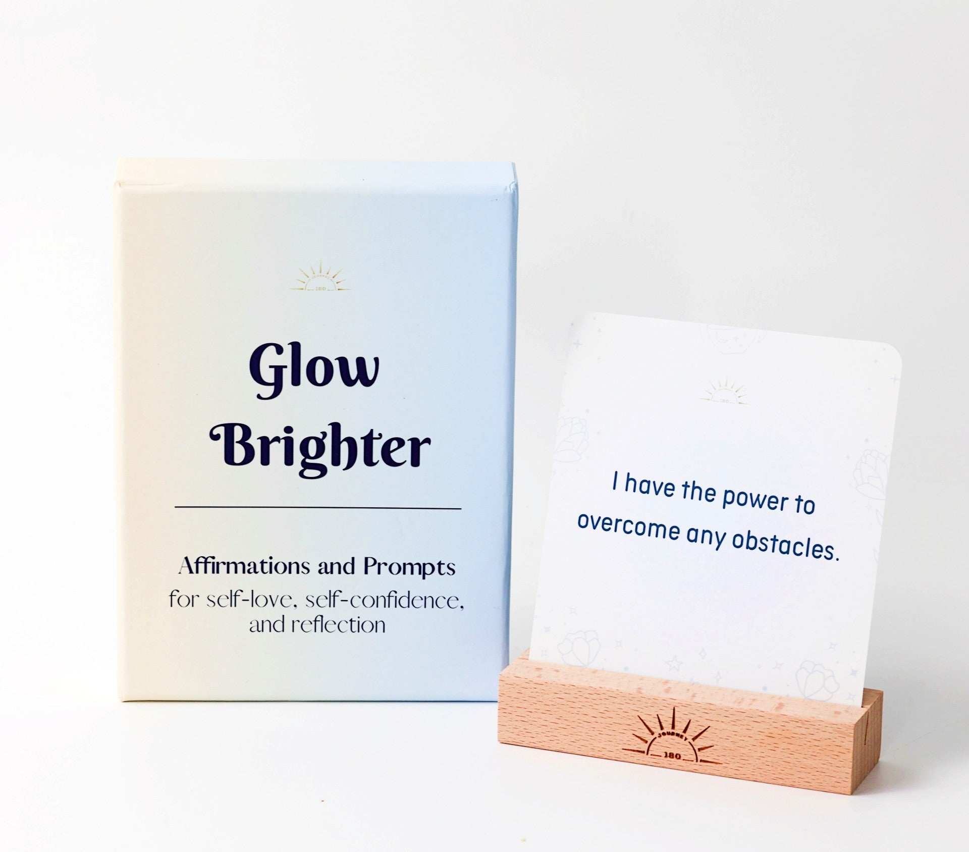 Glow Brighter 52 Positive Affirmation Cards and Reflective Journaling Prompts for Self-Love, Self-Confidence, and Mindfulness with Stand