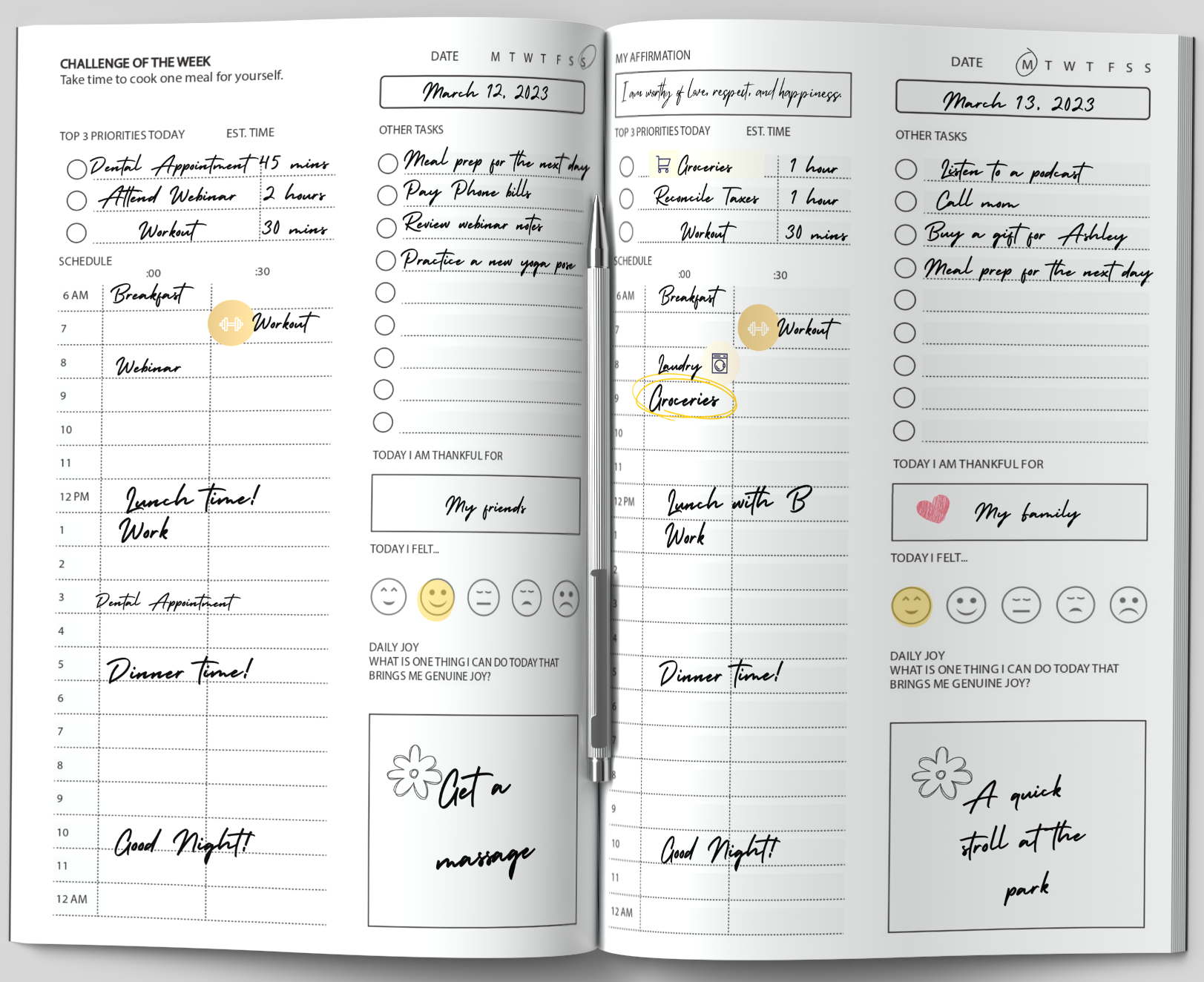 Undated Lifestyle Self Care Planner